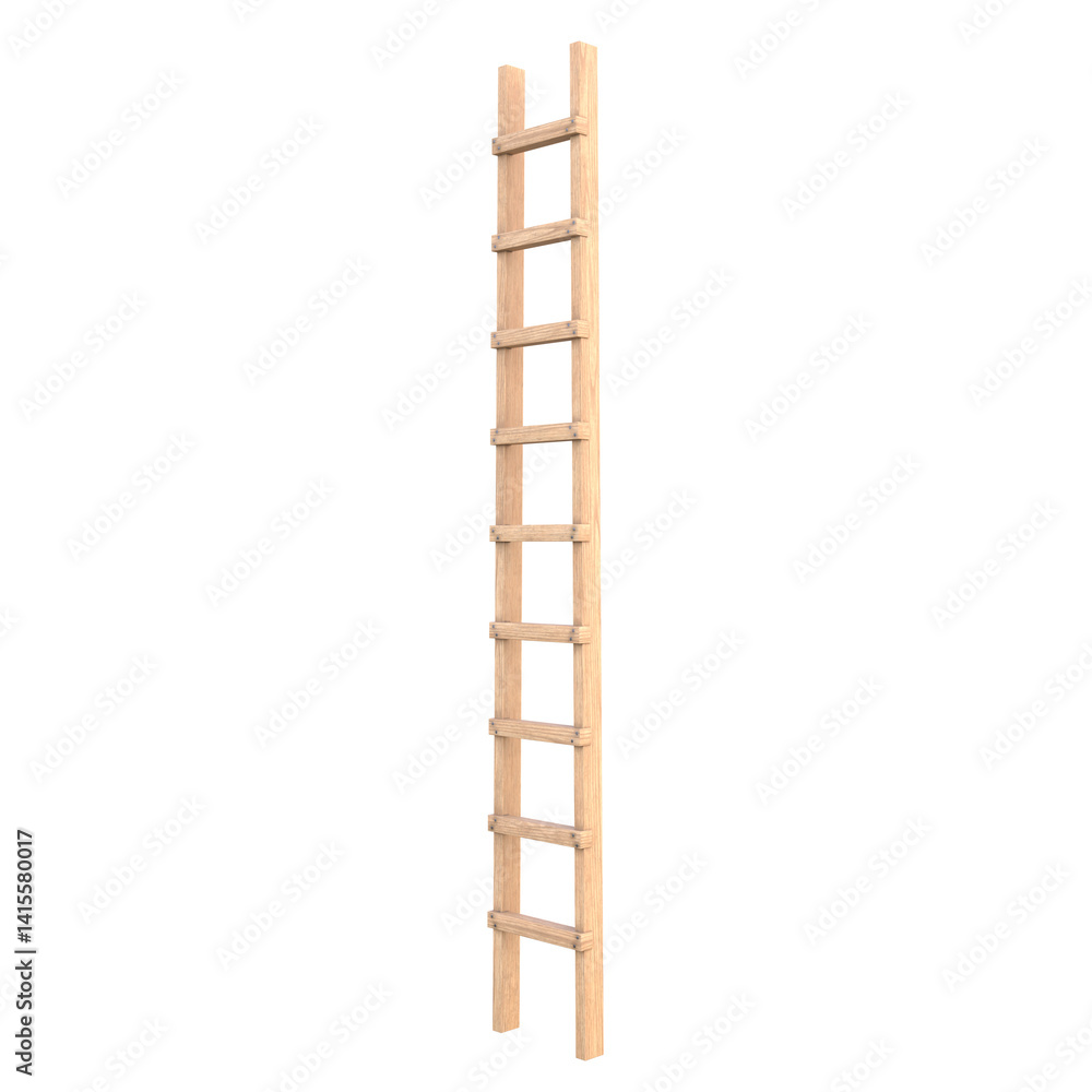 Wooden Ladder, 3d illustration isolated on white background Wooden Ladder, 3d illustration isolated on white background