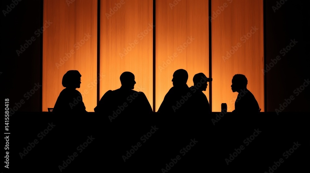 Judge and jury box silhouettes representing legal proceedings in a courtroom