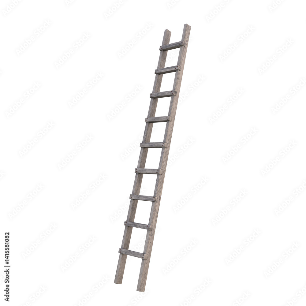 Old Wooden Ladder, 3d illustration isolated on white background Old Wooden Ladder, 3d illustration isolated on white background