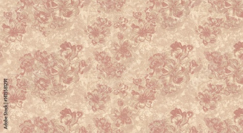 Sepia floral pattern digitally created with vintage flower design