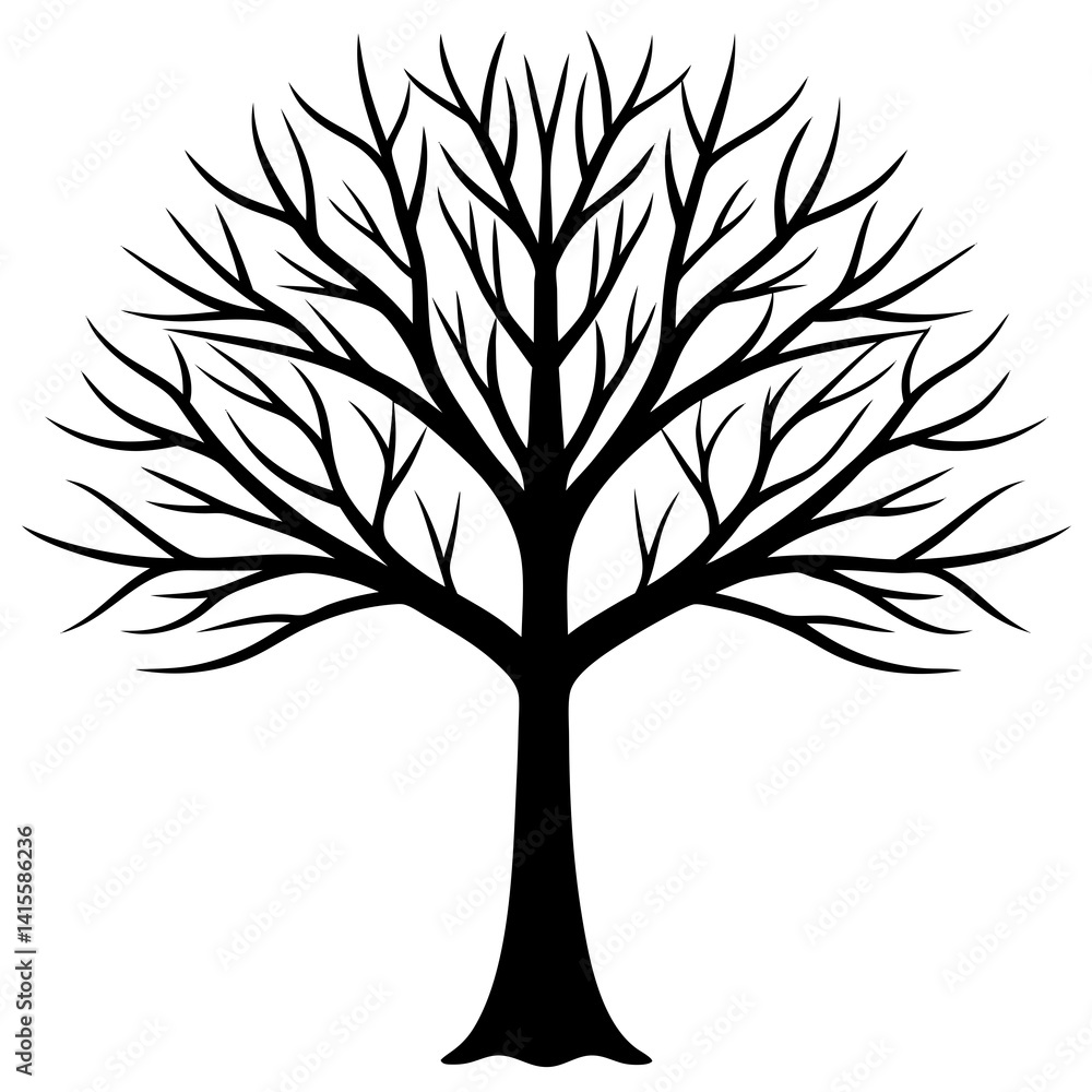 Silhouette of a bare tree, perfect for seasonal design. Silhouette of a bare tree, perfect for seasonal design.