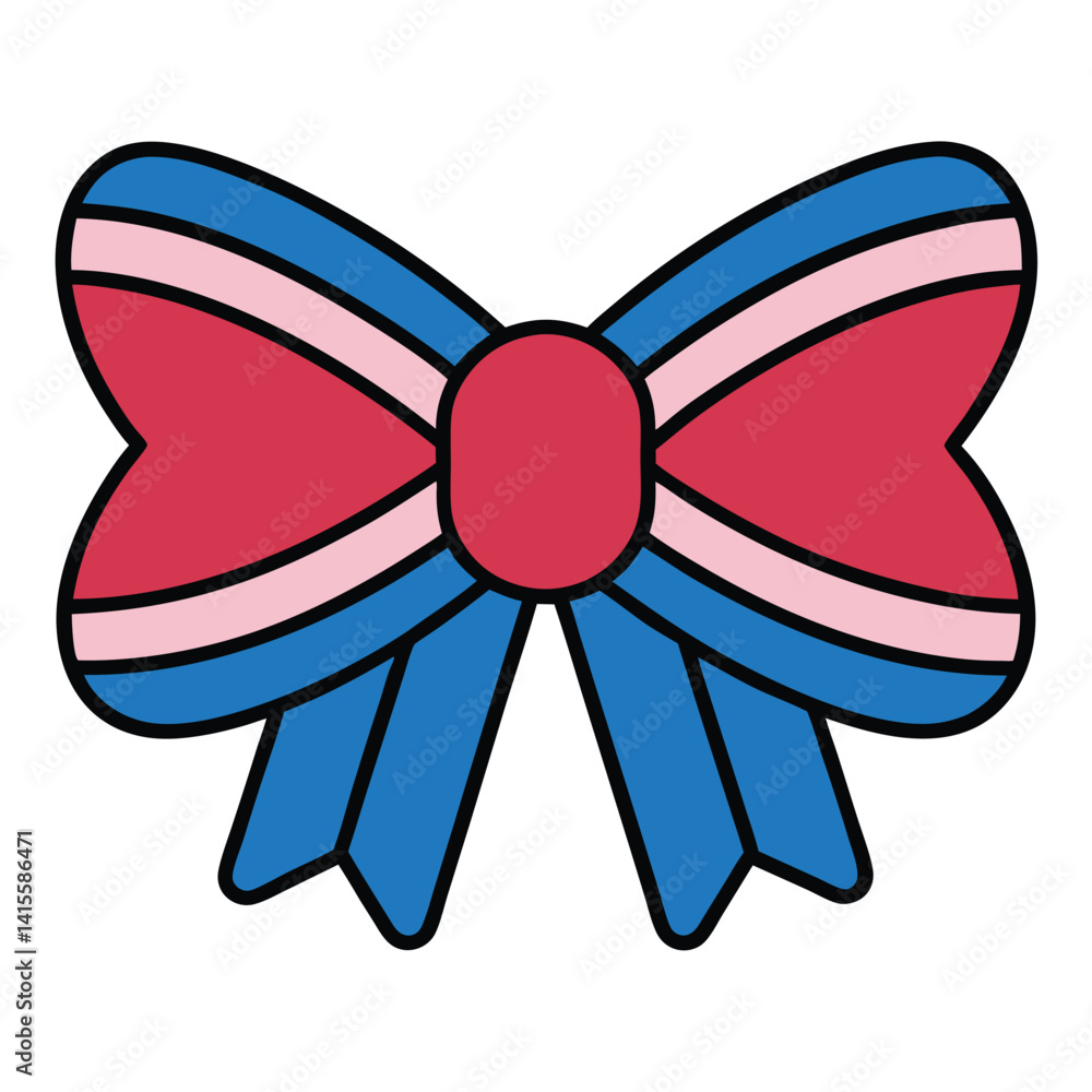 Coquette Ribbon Bow 4th of July Vector Art – Patriotic Icon Illustration Design Coquette Ribbon Bow 4th of July Vector Art – Patriotic Icon Illustration Design