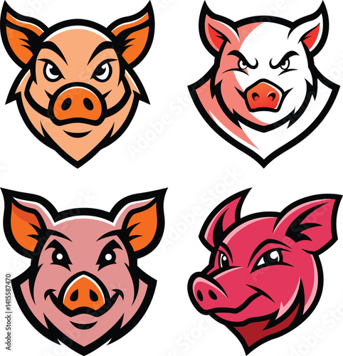Pig head mascot logo design vector