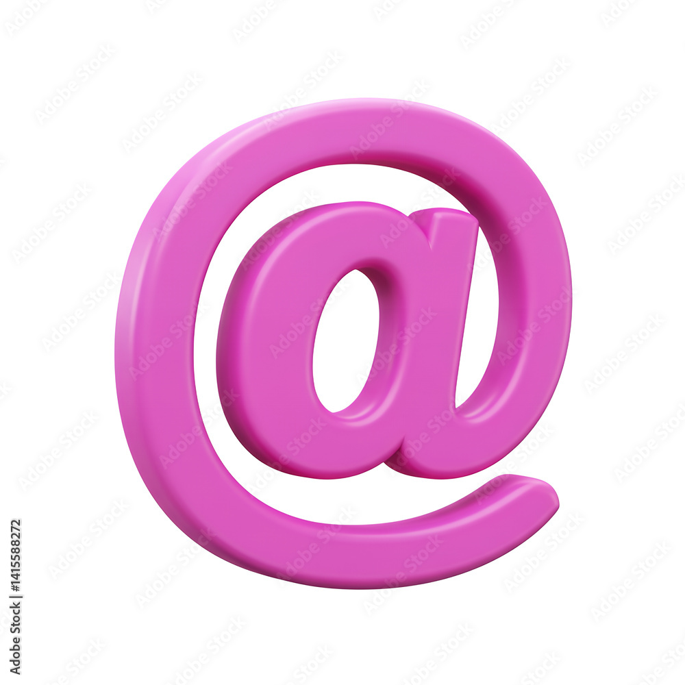Pink At Sign 3D Render on White Background Pink At Sign 3D Render on White Background