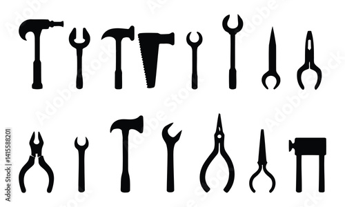 Vector illustration set of constraction icon element silhouette on white background