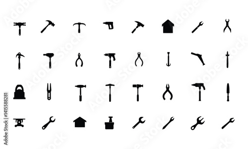 Vector illustration set of constraction icon element silhouette on white background