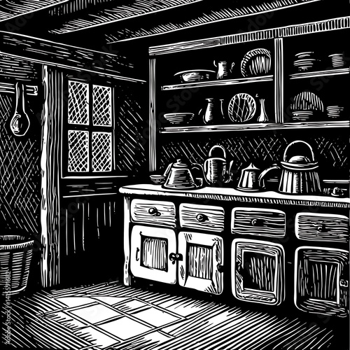 Monochrome Kitchen Interior