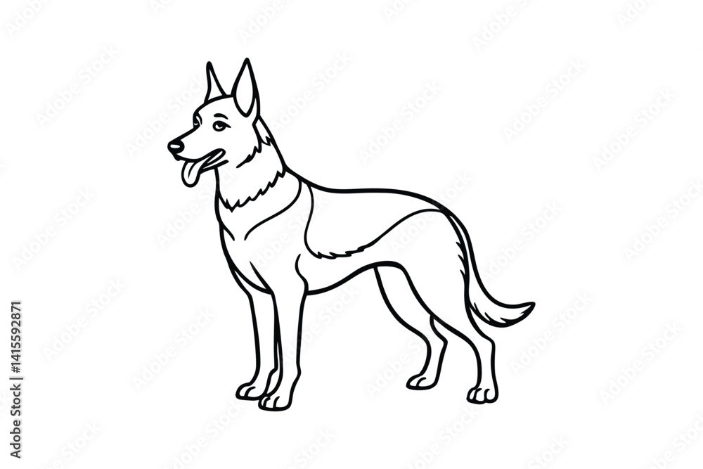 Obraz premium Black and white line art drawing of a proud German Shepherd.eps
