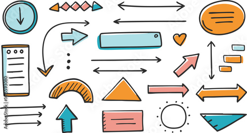Colorful Doodle Arrows and Shapes Vector Collection