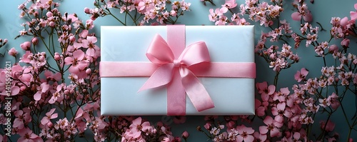 Obraz na płótnie A beautiful gift card adorned with delicate pink flowers for Eid greetings w salonie