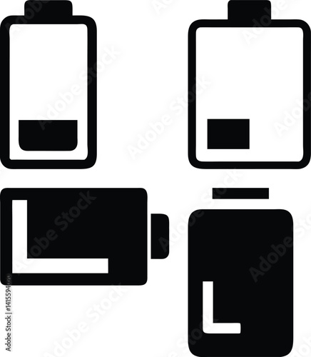 Battery Icon Vector Silhoette Bundle Set Collection