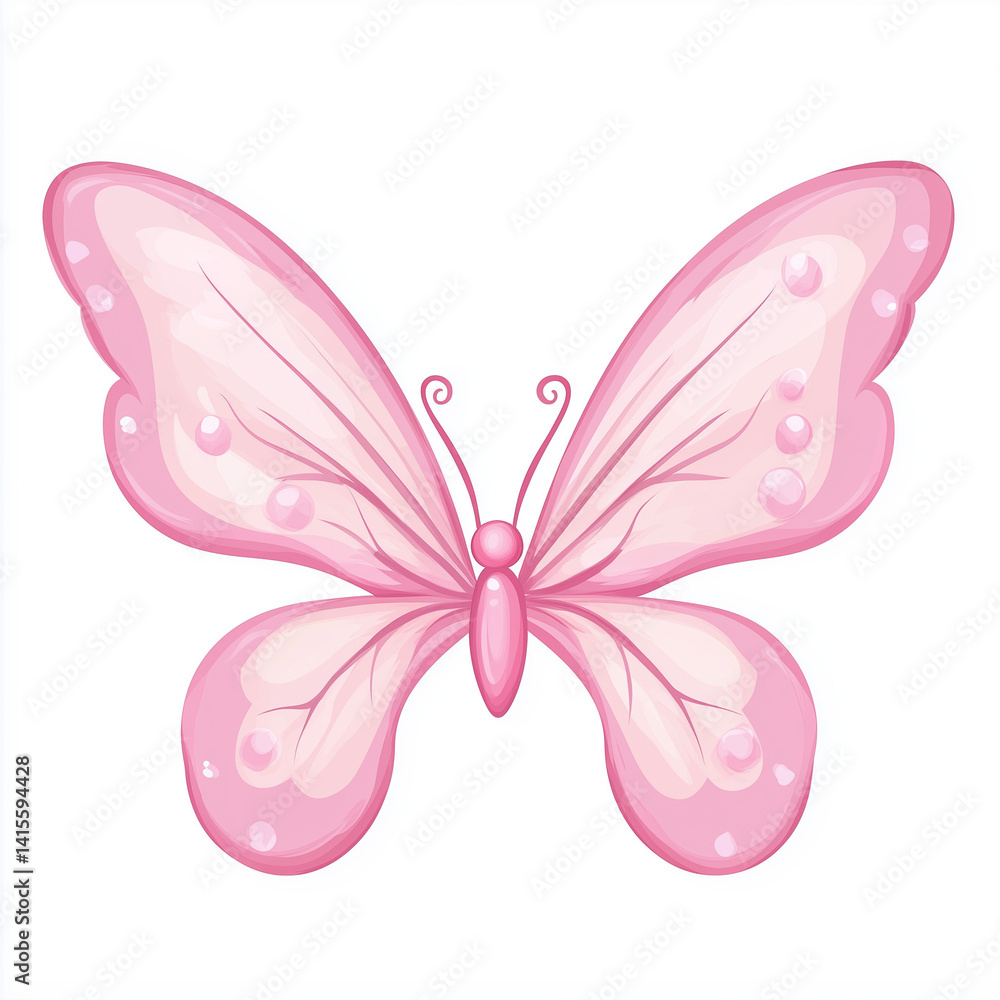 little pink fairy wings in cute funny with cartoon kawaii style isolated on white background little pink fairy wings in cute funny with cartoon kawaii style isolated on white background