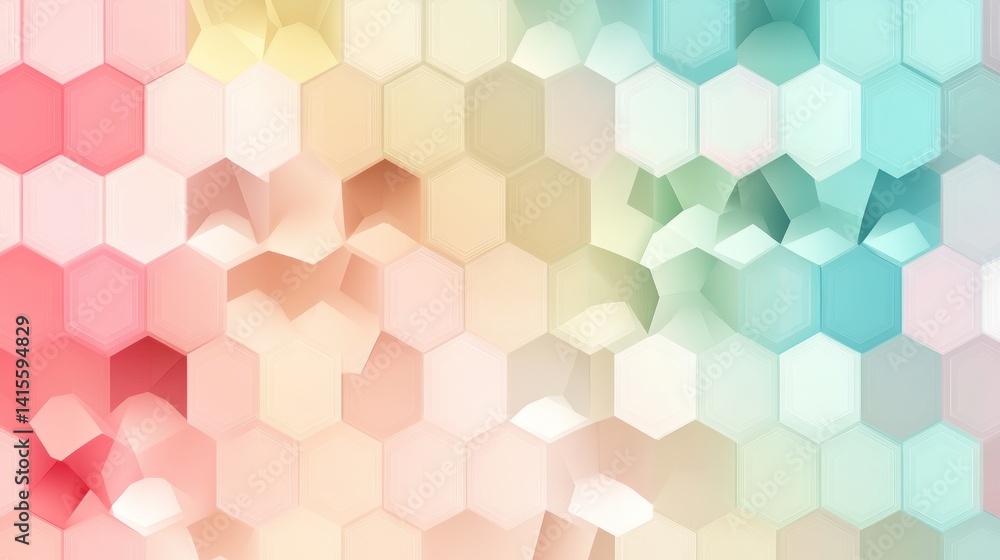 A colorful, abstract pattern of textured hexagons. A colorful, abstract pattern of textured hexagons.
