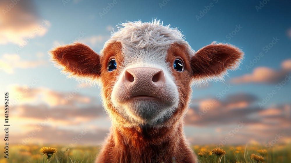 Fototapeta premium Livestock health tracker monitoring cow vitals in a smart barn. Perfect for agricultural technology, smart farming, and livestock management visuals