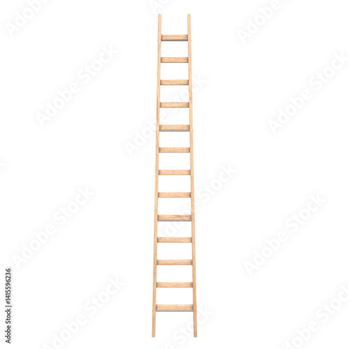 Wooden Ladder, 3d illustration isolated on white background