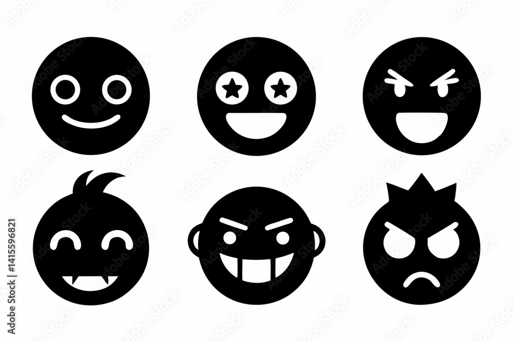 imogi icon set silhouette black vector bundle imogi icon set silhouette black vector bundle
