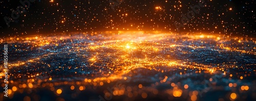 Obraz na płótnie Futuristic cityscape of interconnected glowing metropolises symbolizing global business expansion w salonie