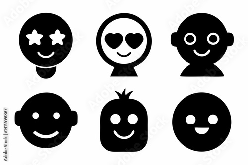 imogi icon set silhouette black vector bundle