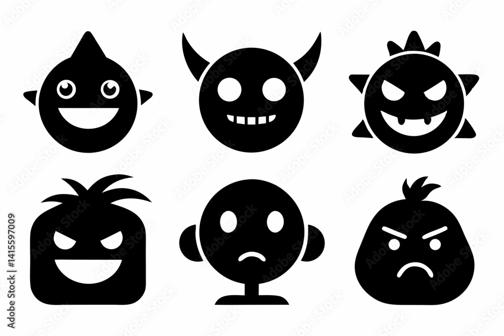 imogi icon set silhouette black vector bundle imogi icon set silhouette black vector bundle