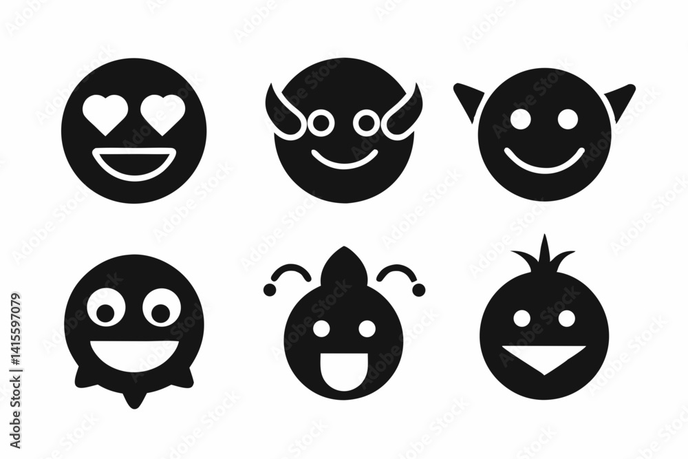 imogi icon set silhouette black vector bundle imogi icon set silhouette black vector bundle