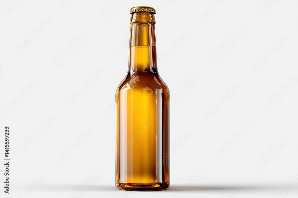 Studio Shot of Single Amber Beer Bottle Against a Plain Background Studio Shot of Single Amber Beer Bottle Against a Plain Background