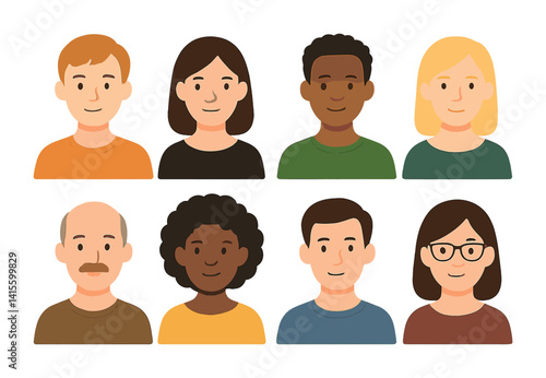 Diverse user avatars icon set in flat style for digital profiles and interfaces