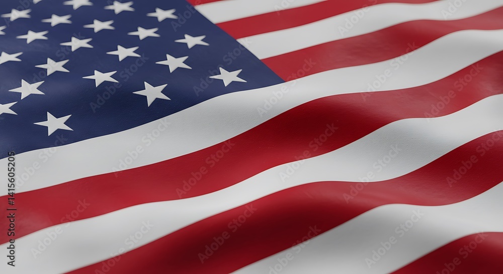 American flag waving proudly rich red and white stripes deep blue canton with stars symbolic of American flag waving proudly rich red and white stripes deep blue canton with stars symbolic of