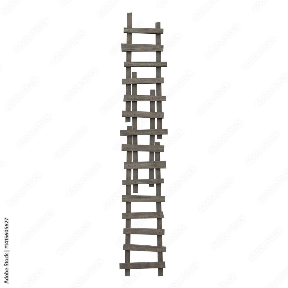 Old Makeshift Ladder, 3d illustration isolated on white background Old Makeshift Ladder, 3d illustration isolated on white background