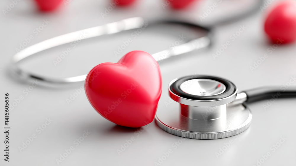 stethoscope and red heart symbolize health and care, evoking sense of well being stethoscope and red heart symbolize health and care, evoking sense of well being
