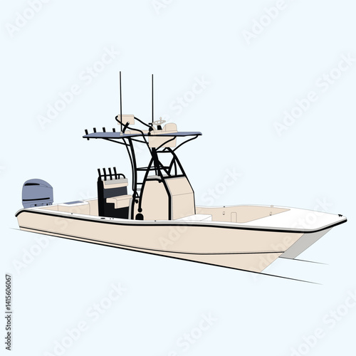 Boat Vector Line Art Illustration
