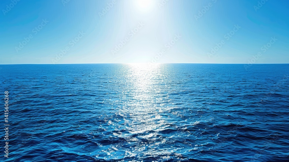 Fototapeta premium Serene ocean view with gentle waves under a bright sun, evoking tranquility and peacefulness