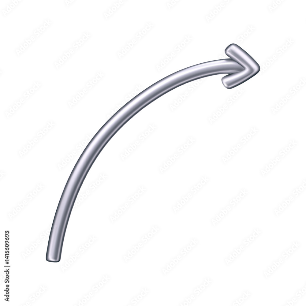 3D chrome doodle arrow in Y2K style, isolated on a dark background. Render of 3D chrome liquid curve and swirl arrow, rotating up, down, and right with a metal silver effect. 3D vector Y2K figure 3D chrome doodle arrow in Y2K style, isolated on a dark background. Render of 3D chrome liquid curve and swirl arrow, rotating up, down, and right with a metal silver effect. 3D vector Y2K figure