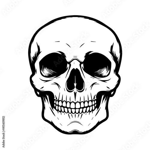 Artistic Skull Illustration in Black and White Style  