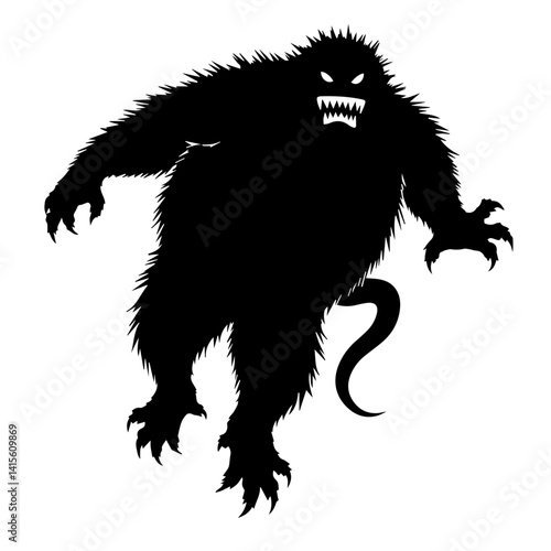 Mysterious creature silhouette menacingly lurking in darkness  