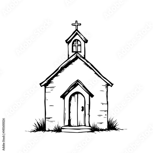 Simple church illustration on a white background  