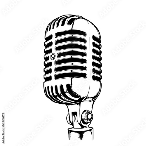Vintage microphone illustration on a white background  