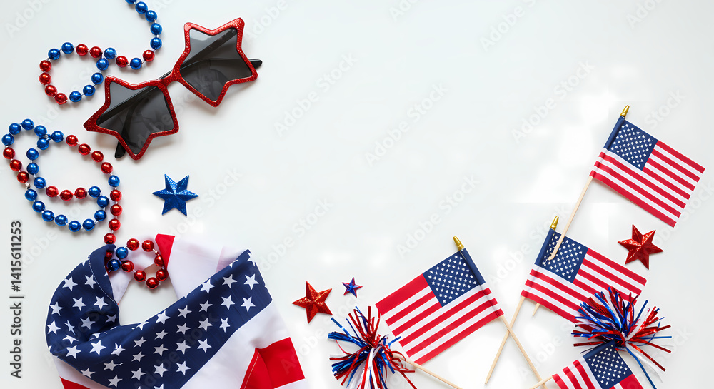 Obraz premium Patriotic Fourth of July Background Stars Stripes Banner Decorations