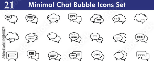 Minimal Chat Bubble Icons Set. 21 outline icons related to Chat Bubble. Hand-Drawn Style Vector Collection