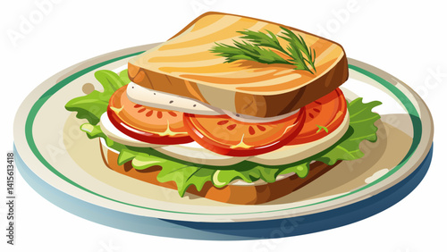Wholegrain sandwich with salmon and cream cheese on white background