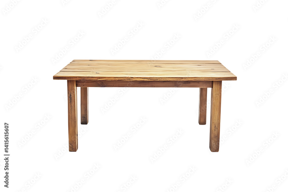Wooden table with a natural finish on a transparent background Wooden table with a natural finish on a transparent background