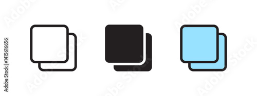 Duplicate icon used in digital interfaces to represent file replication, content duplication, copy actions, and user interface interactions for file management, system organization, and app design.
