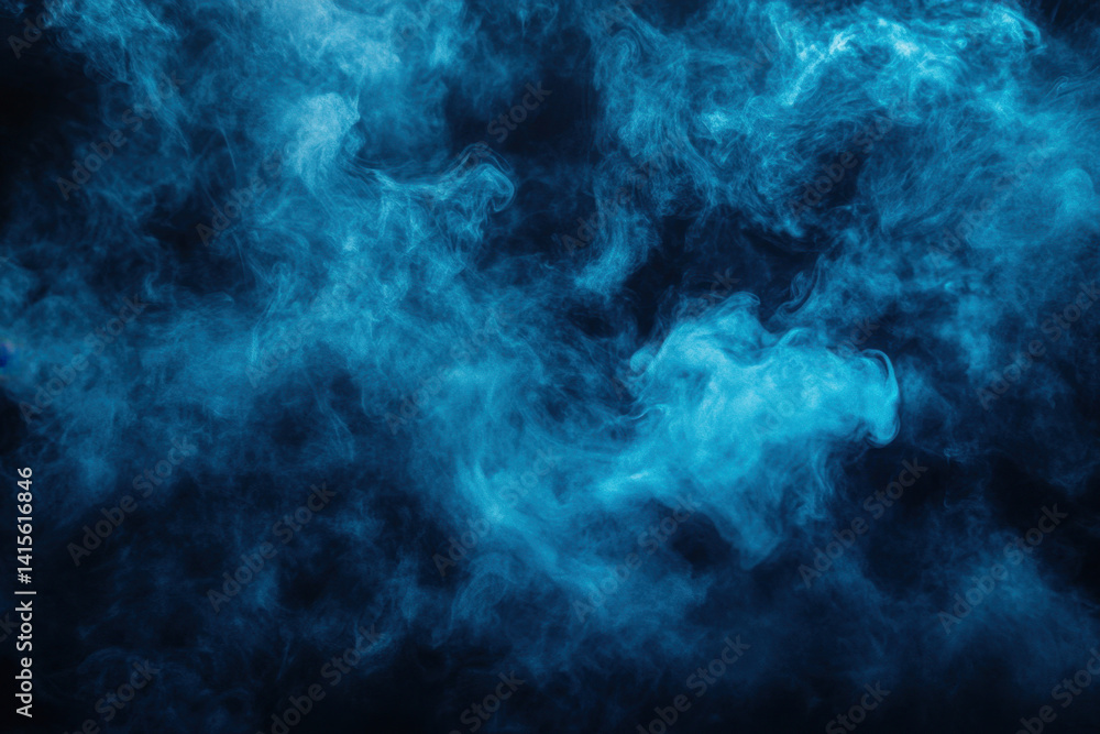 Blue smoke swirling on a black background, creating a mesmerizing and ethereal effect. Blue smoke swirling on a black background, creating a mesmerizing and ethereal effect.