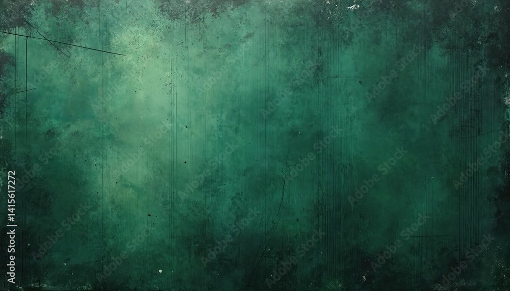 Obraz premium Abstract vintage grunge texture green background. Old dirty weathered backdrop with scratches and stains. Rough surface for design, web, posters, banners.