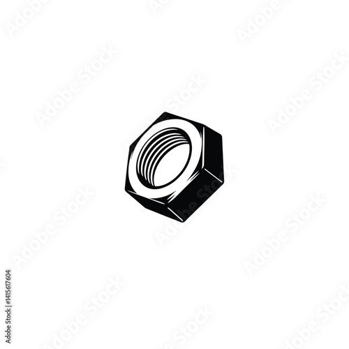 Hex nut silhouette on white background