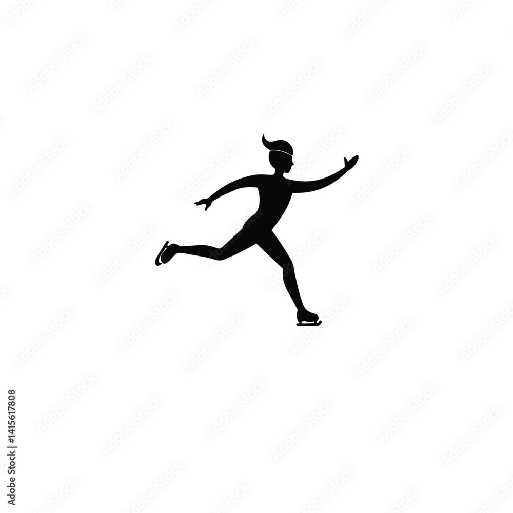 Ice Skate black silhouette on white background Ice Skate black silhouette on white background