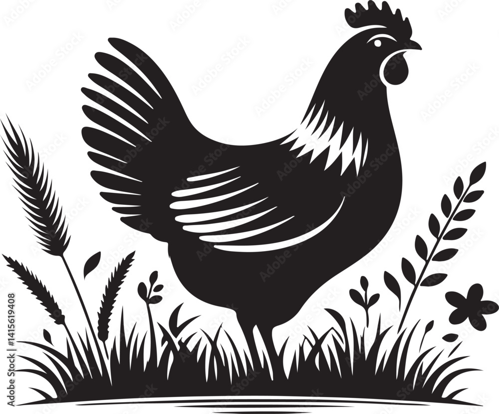 Fototapeta premium hen silhouette design on a white background