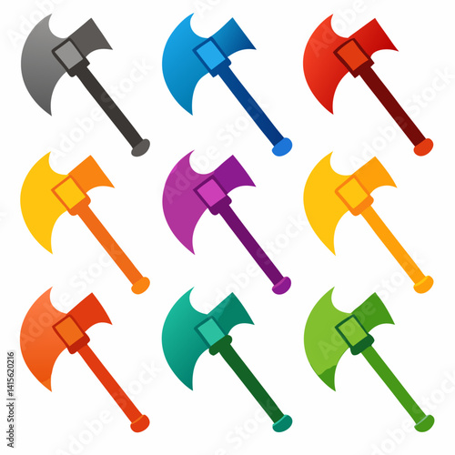 Axe Colorful icons set bundle vector design