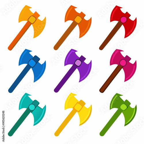 Axe Colorful icons set bundle vector design