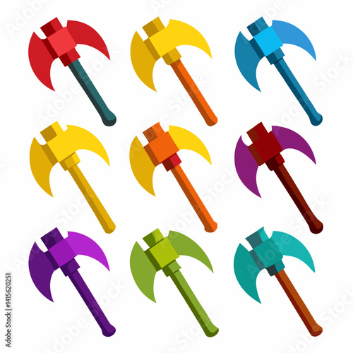 Axe Colorful icons set bundle vector design