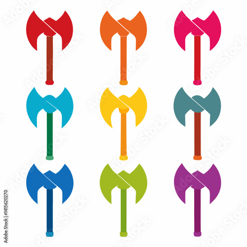 Axe Colorful icons set bundle vector design